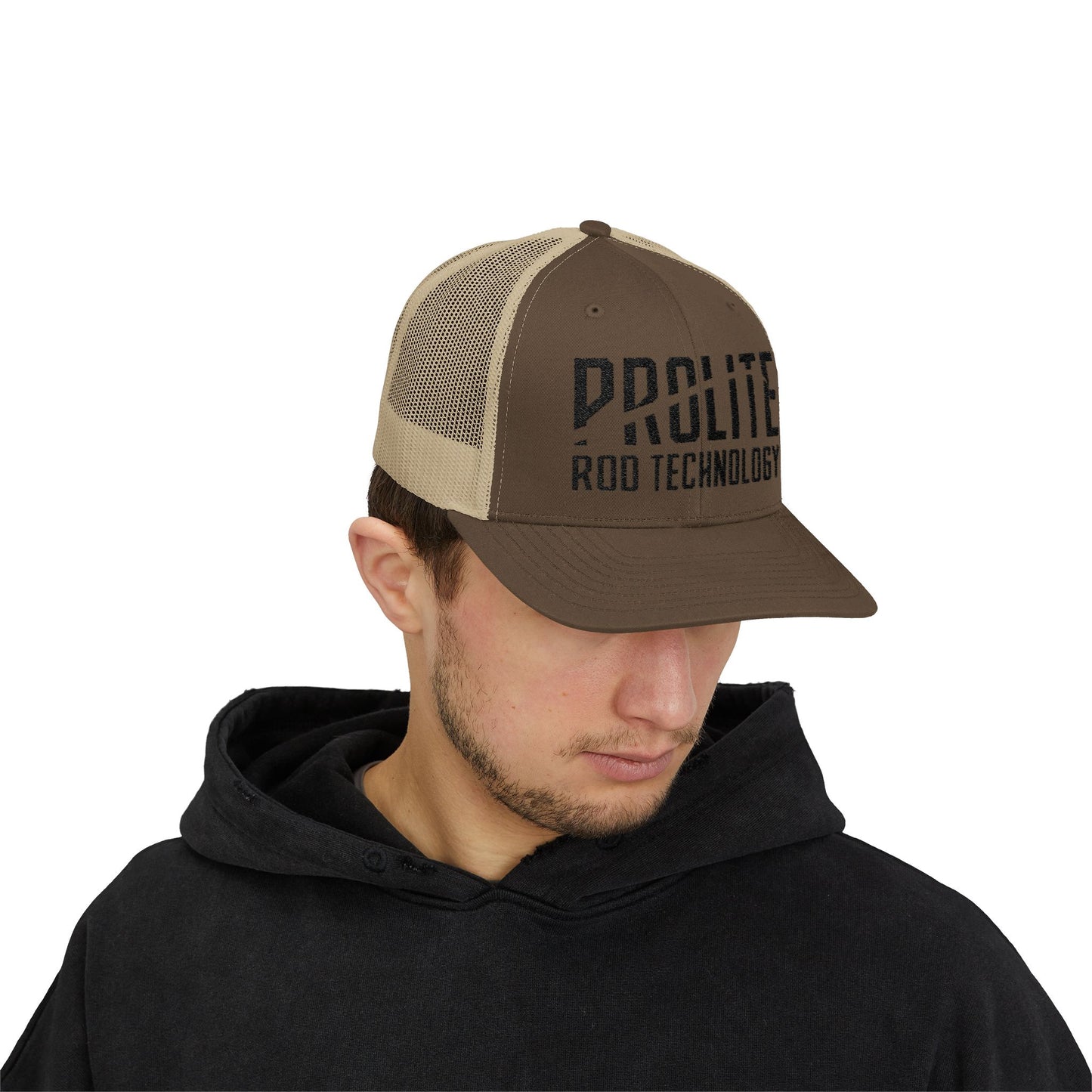 Snapback Trucker Cap Black Prolite Logo Mid-Profile Fit Breathable Mesh Back Adjustable