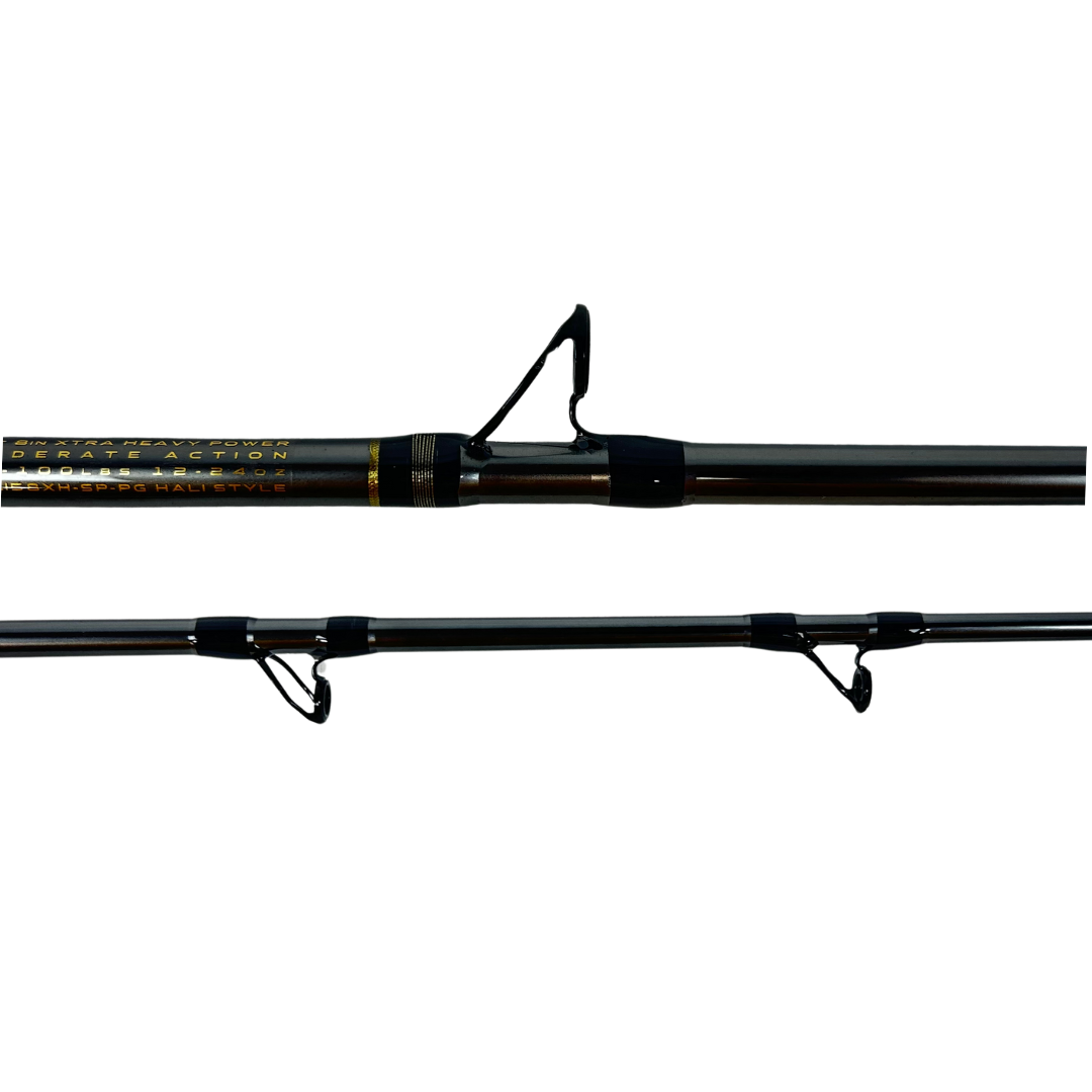 SELECT BLEND HALIBUT 5'8" 50-100# XTRA HEAVY SPIRAL WRAP (GOLD TRIM)