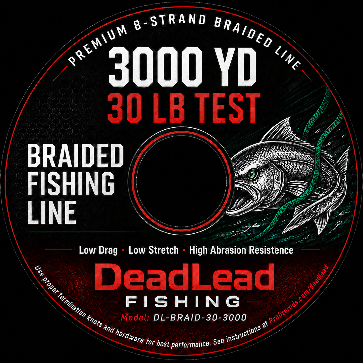 DL-BRAID-30-3000 — DeadLead 30lb 3,000yd Premium 8-Strand Braided Fishing Line (DL-BRAID-30-3000)