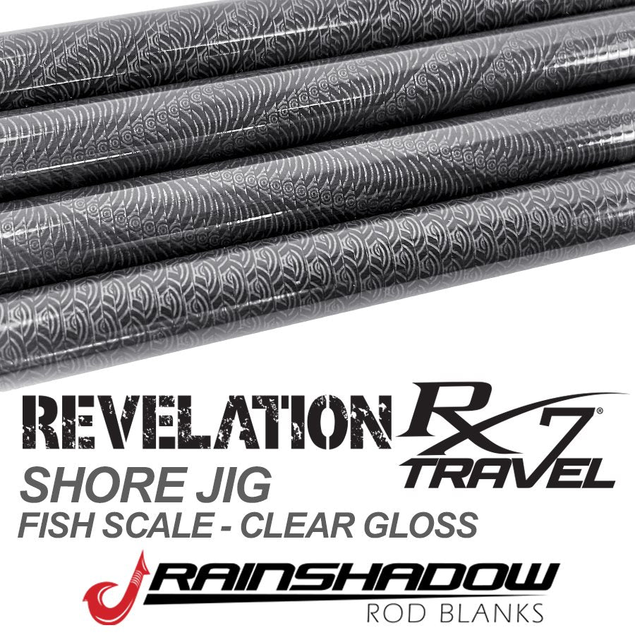 REVTJ96H-4FS-CG — 9'6" 4pc RainShadow Revelation RX7 Travel Casting Blank Light Mod-fast Line 6-10lb. RX7 Graphite Fish Scale / Clear Gloss (REVTJ96H-4FS-CG)