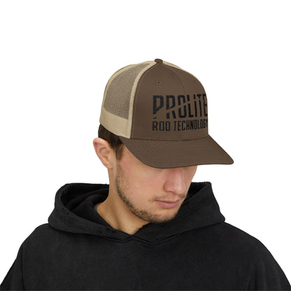 Snapback Trucker Cap Black Prolite Logo Mid-Profile Fit Breathable Mesh Back Adjustable
