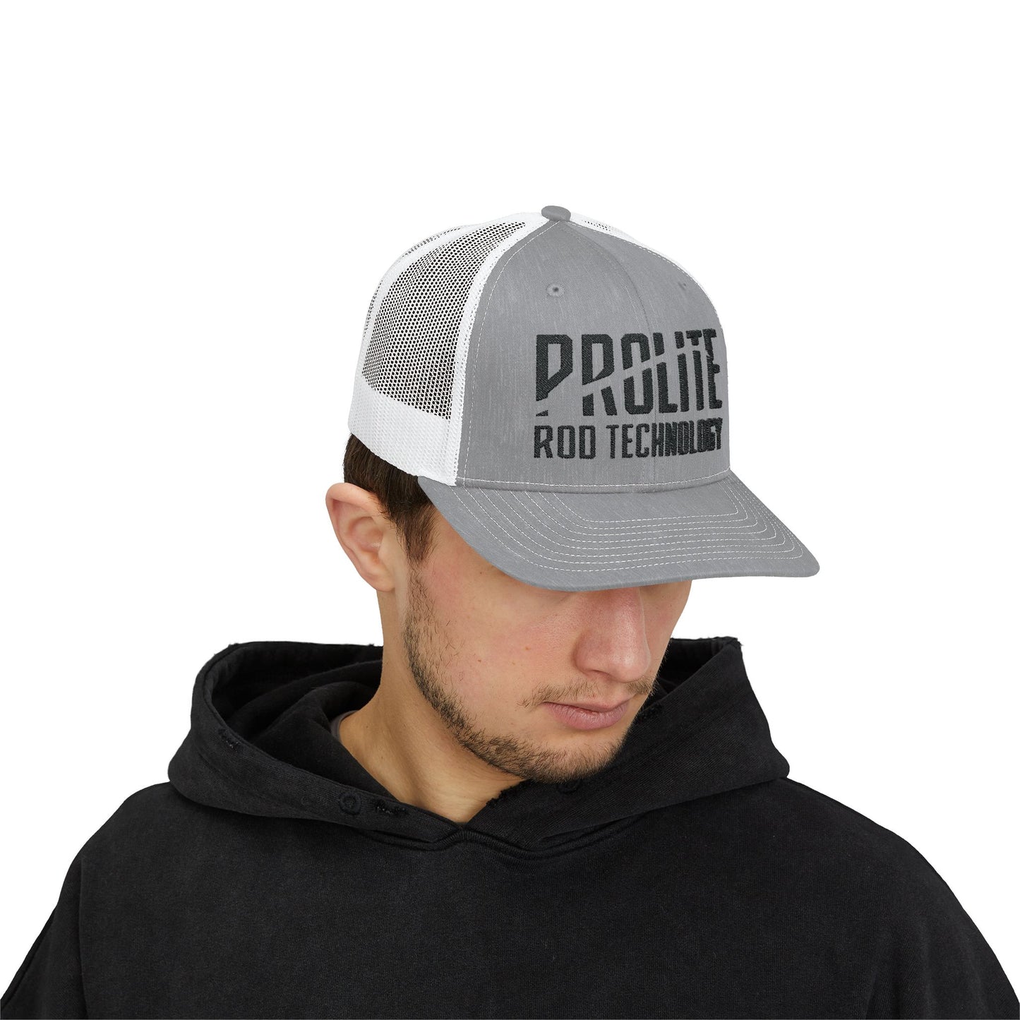 Snapback Trucker Cap Black Prolite Logo Mid-Profile Fit Breathable Mesh Back Adjustable