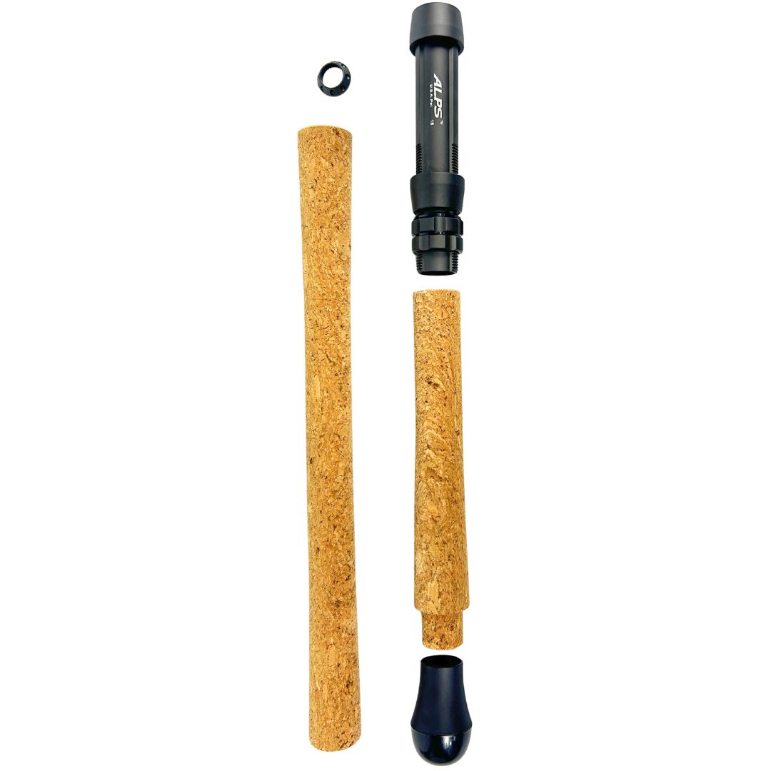 Piscari Composite Cork Mooching Rod Grip Kit with ALPS Size 18 Reel Seat – Satin Gray Titanium