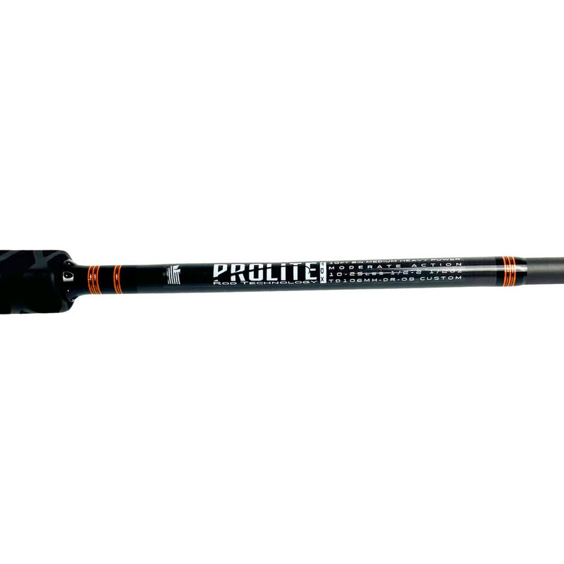 Prolite 10'6" Medium Heavy Salmon Downrigger Trolling Rod – Takedown, 10-25 lb – Orange/Black
