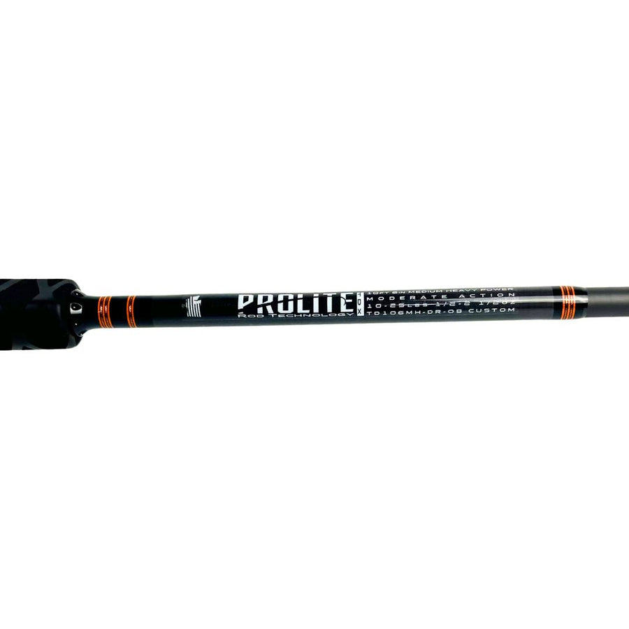 Prolite 10'6" Medium Heavy Salmon Downrigger Trolling Rod – Takedown, 10-25 lb – Orange/Black