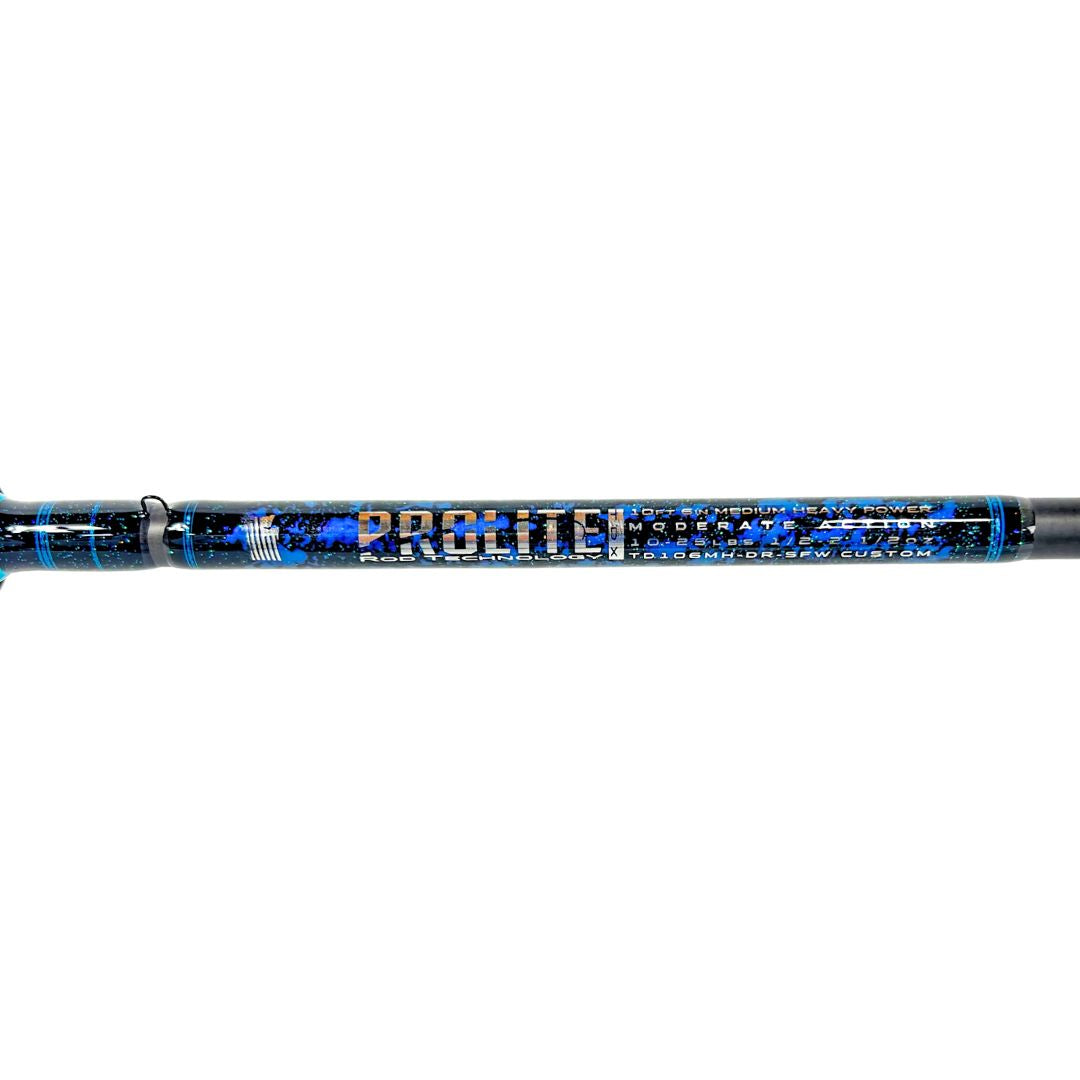 Prolite 10'6" Salmon Downrigger Trolling Rod 10–25 lb | Medium Heavy Takedown DR Seafoam Trim