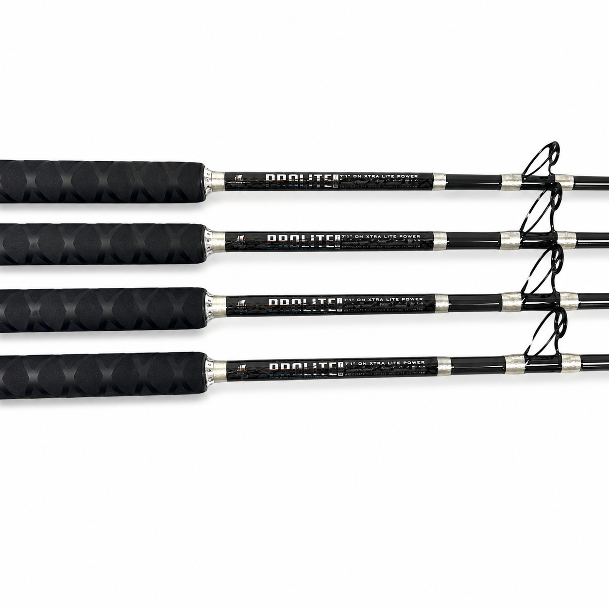 Prolite Carbon X 4-Rod Light Saltwater Boat Set | 7' 10–25 lb Live Bait Rods