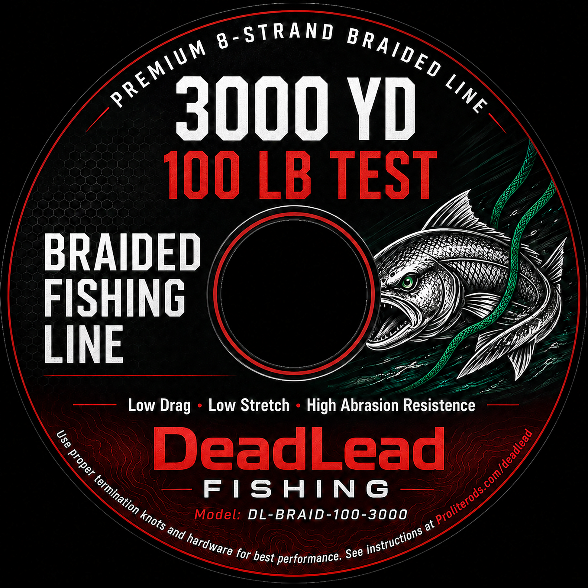 DL-BRAID-100-3000 — DeadLead 100lb 3,000yd Premium 8-Strand Braided Fishing Line (DL-BRAID-100-3000)