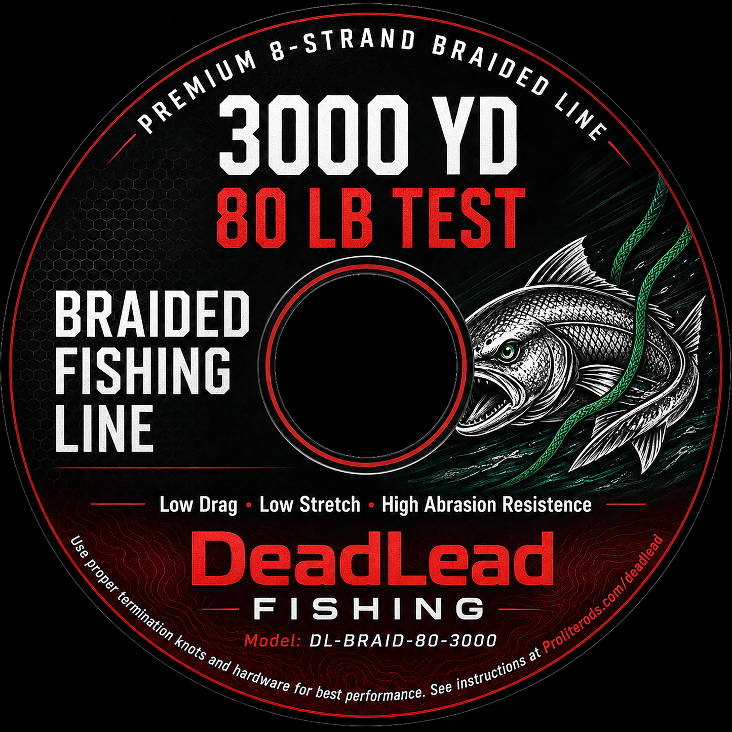 DL-BRAID-80-3000 — DeadLead 80lb 3,000yd Premium 8-Strand Braided Fishing Line (DL-BRAID-80-3000)