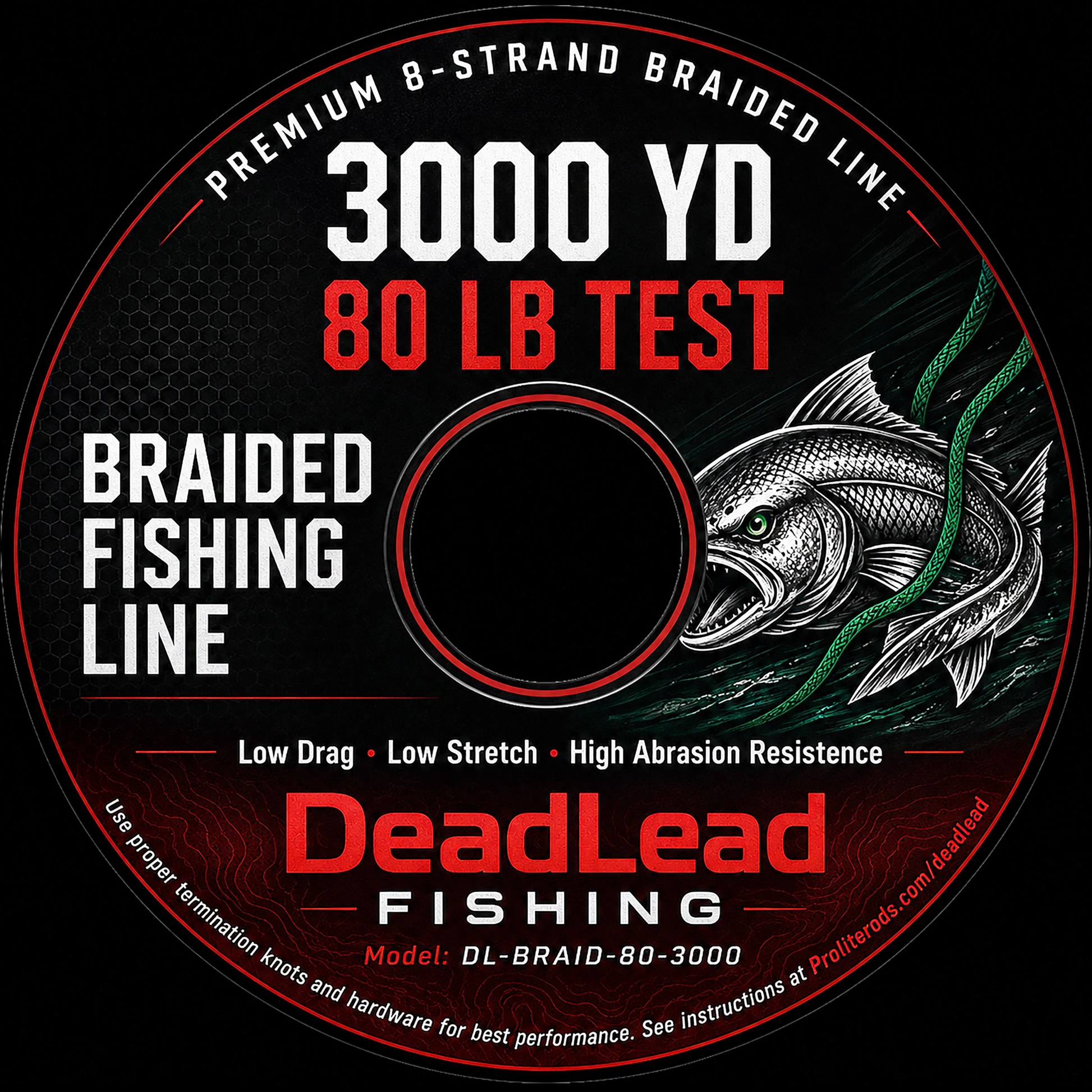 DL-BRAID-80-3000 — DeadLead 80lb 3,000yd Premium 8-Strand Braided Fishing Line (DL-BRAID-80-3000)