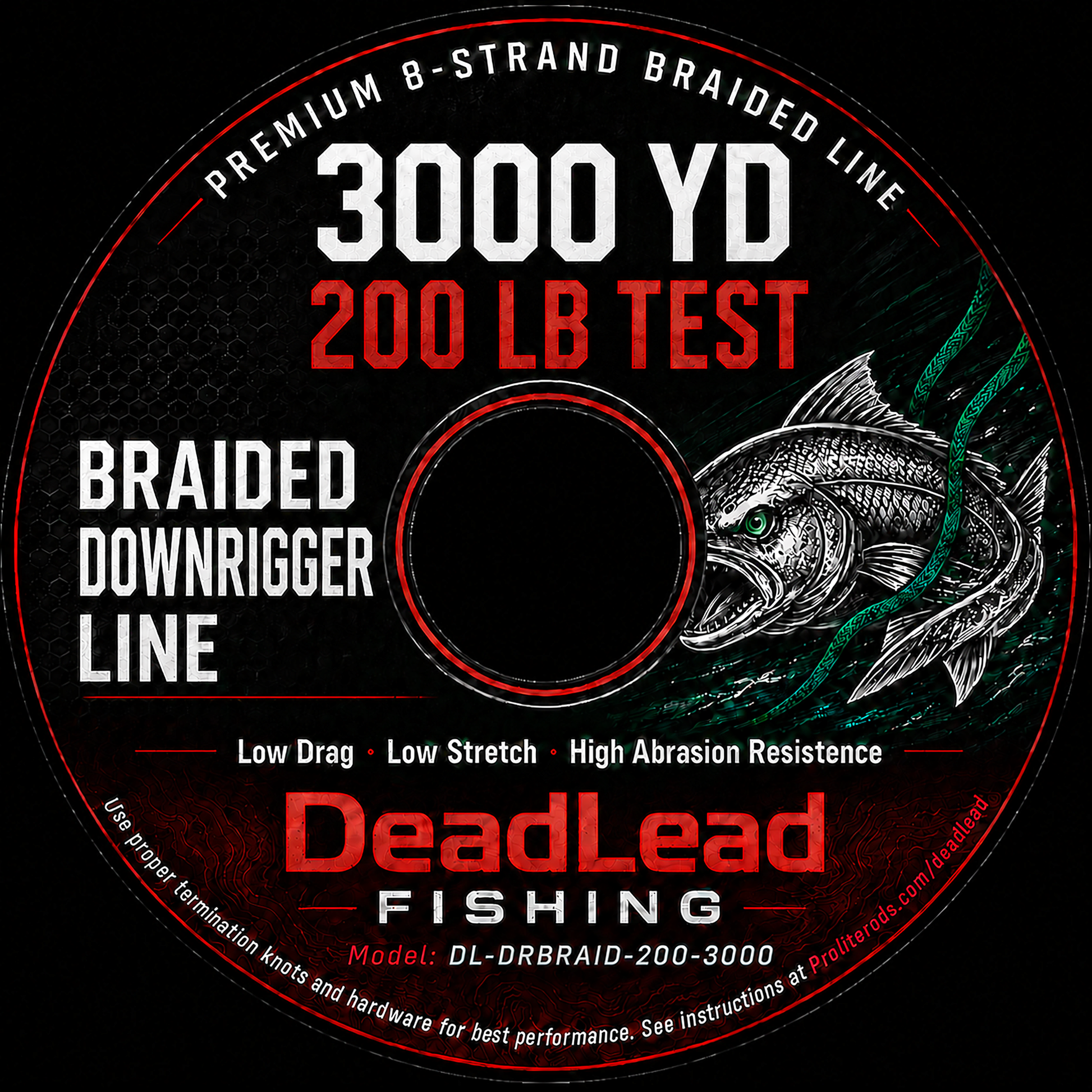 DeadLead Fishing 8-strand braided line label — DL-DRBRAID-200-3000