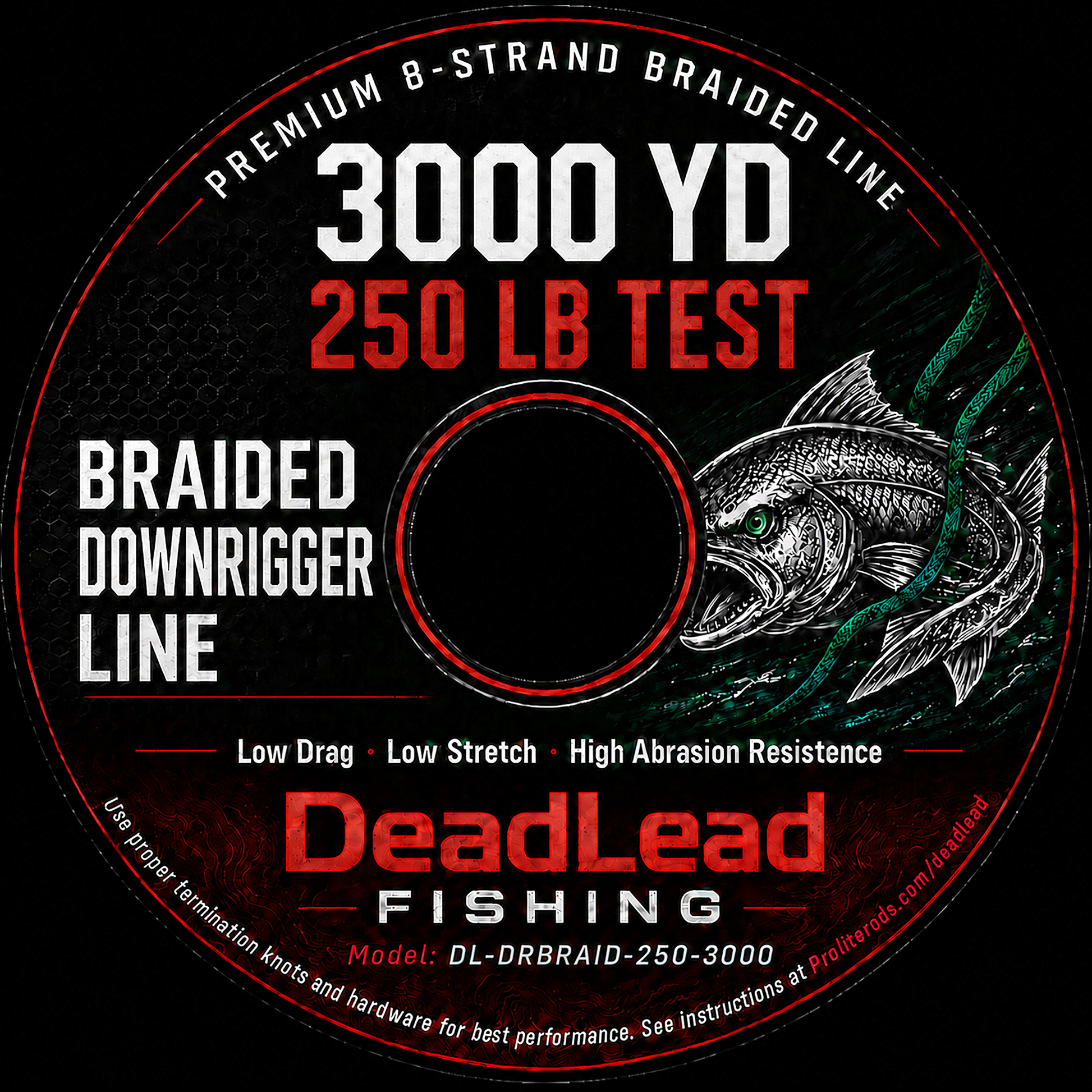 DeadLead Fishing 8-strand braided line label — DL-DRBRAID-250-3000
