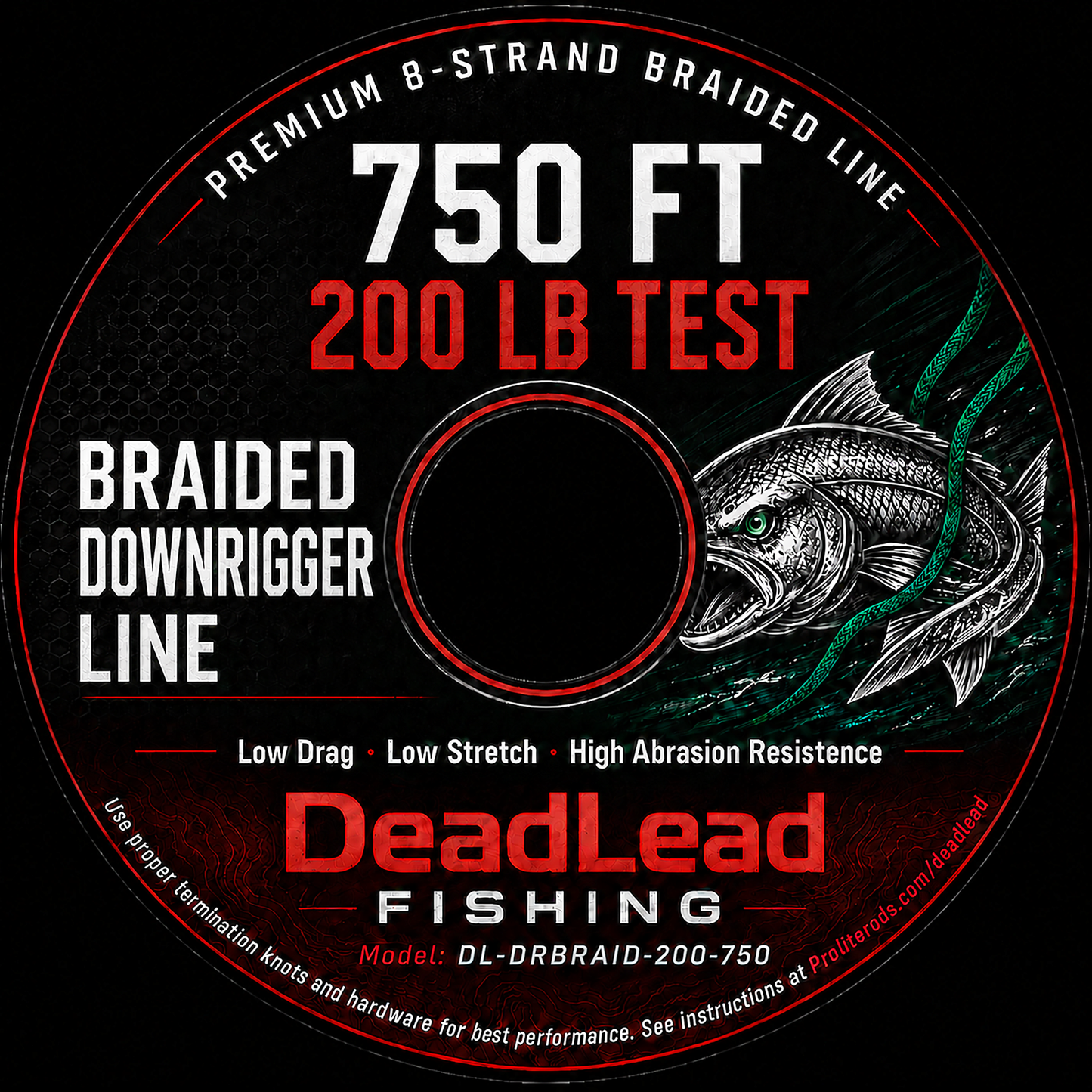 DeadLead Fishing 8-strand braided line label — DL-DRBRAID-200-750