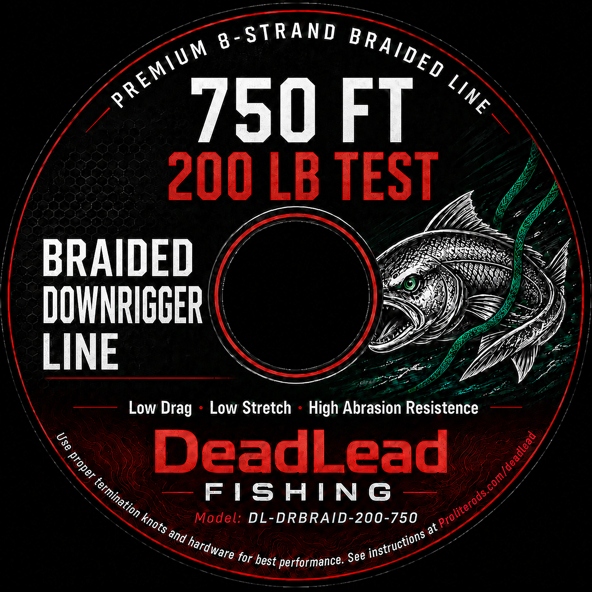 DeadLead Fishing 8-strand braided line label — DL-DRBRAID-200-750