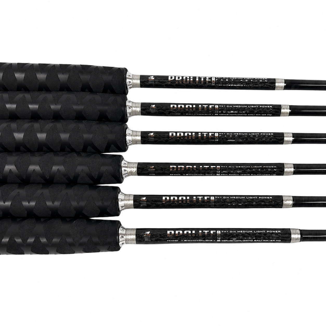Prolite Carbon X 6-Rod Saltwater Boat Rod Set | 7' 20–40 lb Live Bait, Tuna, Cobia & Albacore