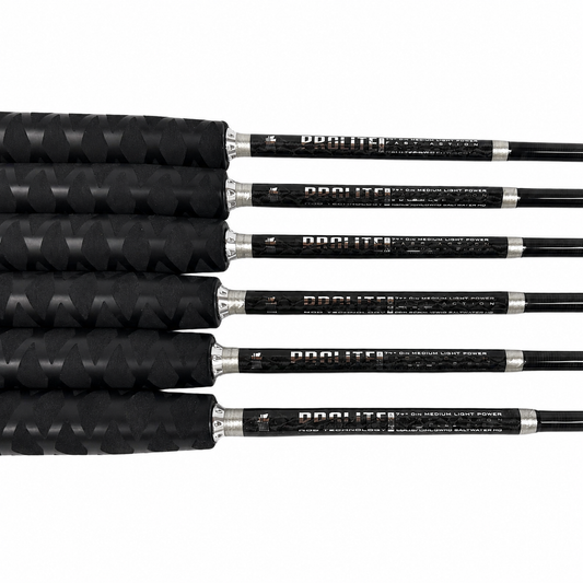 Prolite Carbon X 6-Rod Saltwater Boat Rod Set | 7' 20–40 lb Live Bait, Tuna, Cobia & Albacore