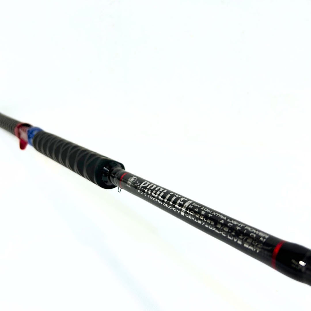 Carbon X Live Bait 7’10” Extra Light Casting - Custom Red/Blue Trim Package